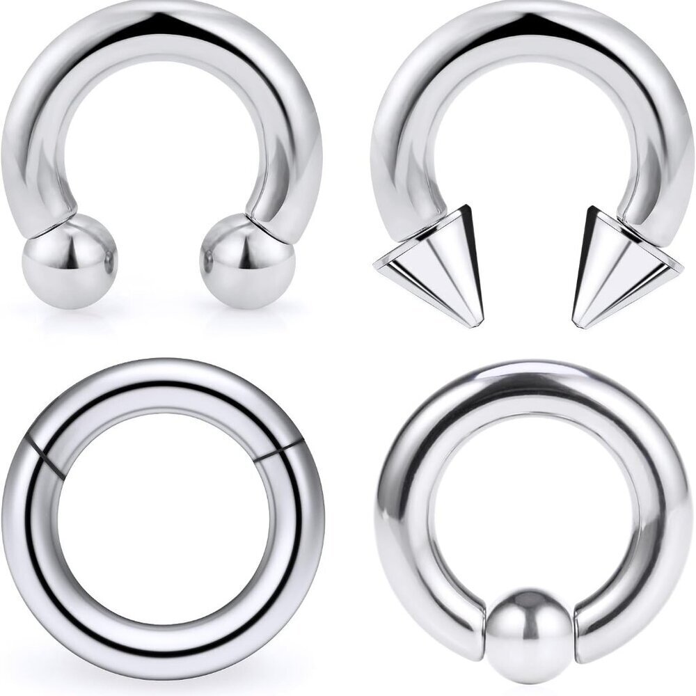 Large 6G Septum Ring Set Hypoallergenic Surgical Steel Cartilage Nose Body Jewel